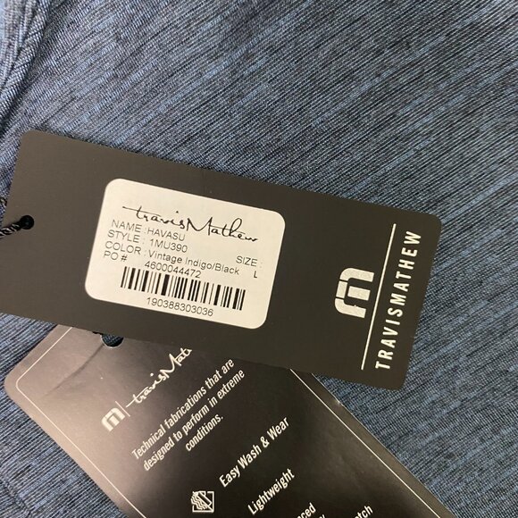 Travis Mathew Havasu 1/4 Zip Pullover Men's Large Indigo Black Golf Performance - Picture 8 of 13